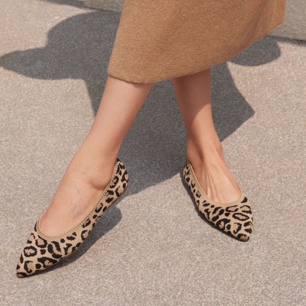 Leopard Print Pointed Toe Flats - Brown Leopard